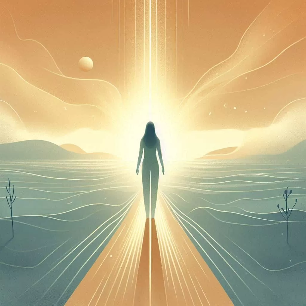 ilustração de uma mulher em uma estrada representando o caminho do conhecimento.