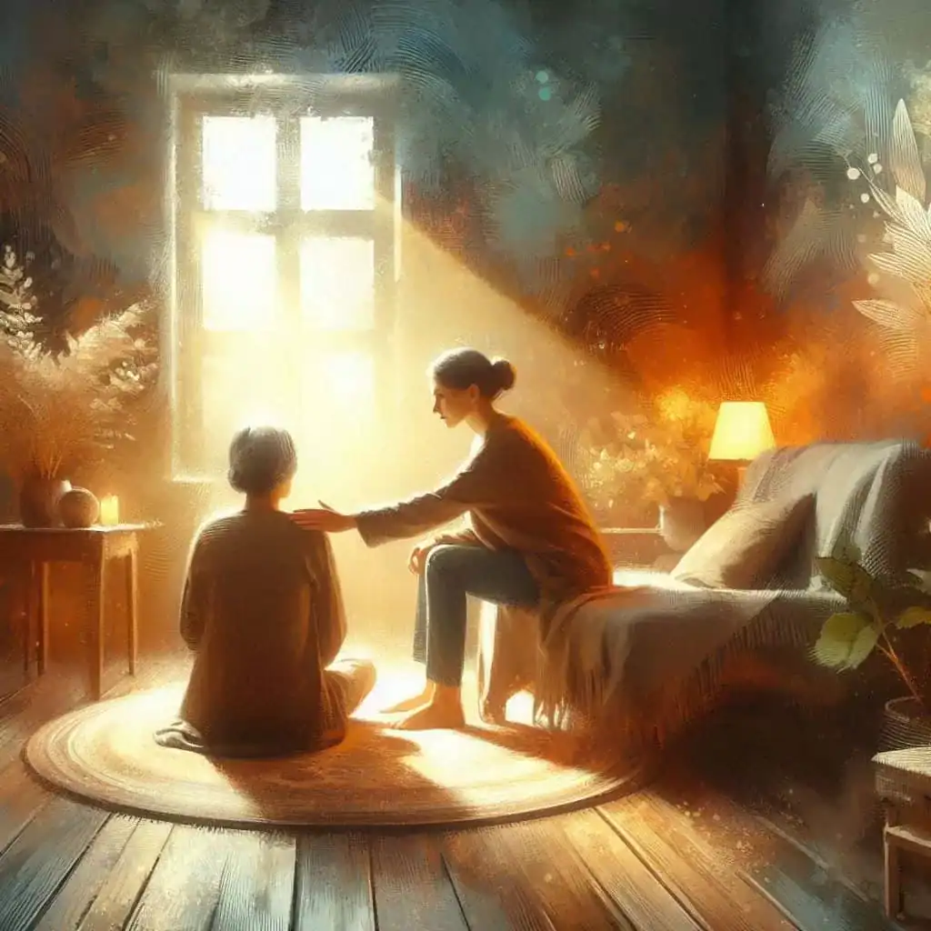 Ilustração simbolizando o acesso à constelação familiar gratuita, mostrando acolhimento e cuidado emocional em um contexto acessível.