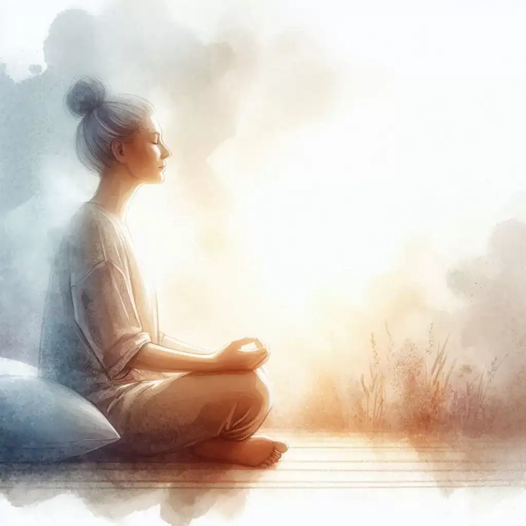 Ilustração de uma mulher realizando exercício de reflexão pessoal,inspirados na constelação familiar.