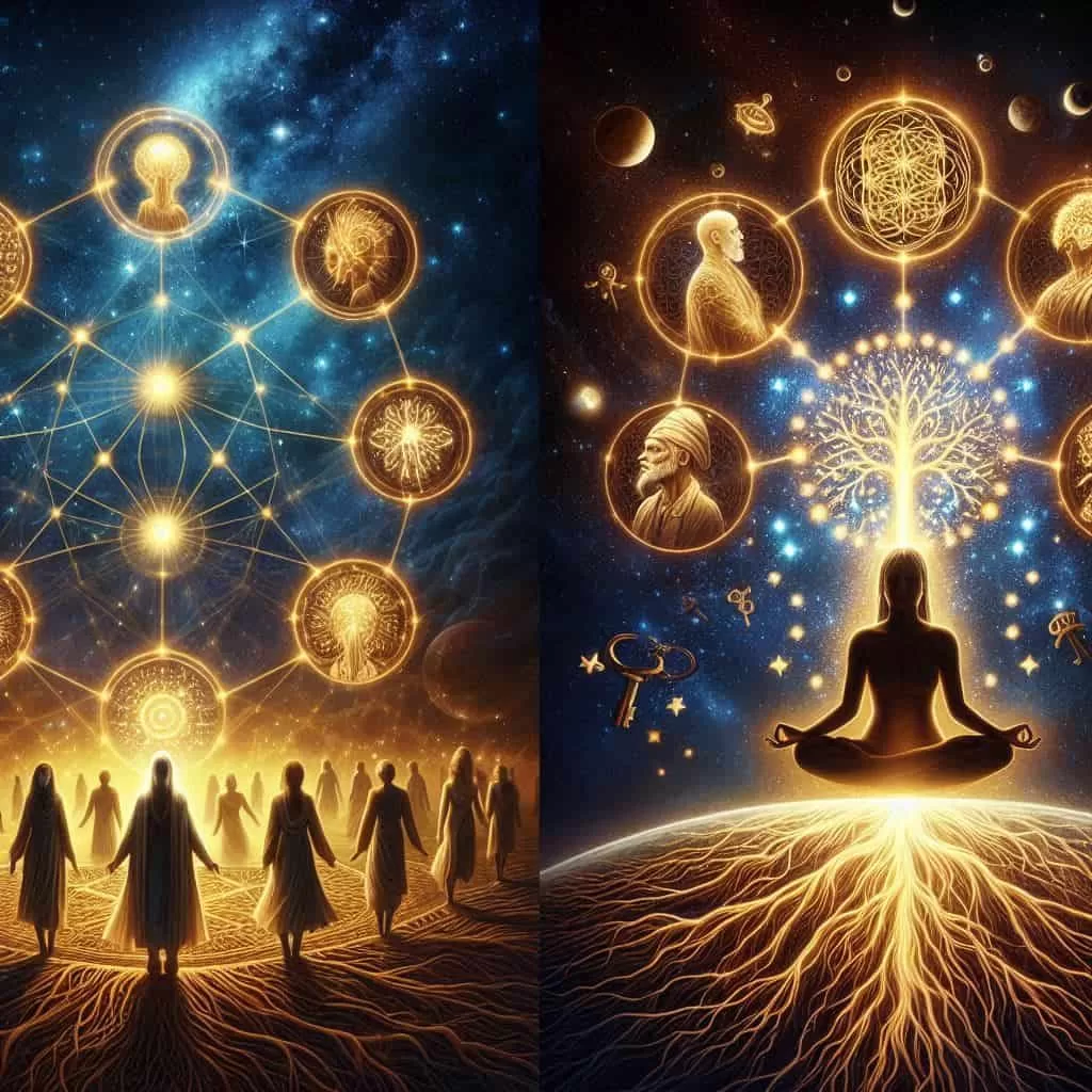 Pessoas fazendo constelação familiar em grupo vs uma pessoa fazendo sozinha .