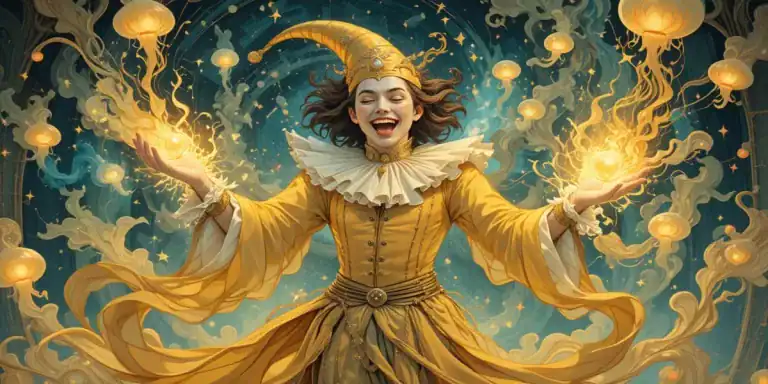 Ilustração do bobo da corte ou comediante representando o arquétipo do bobo da corte.