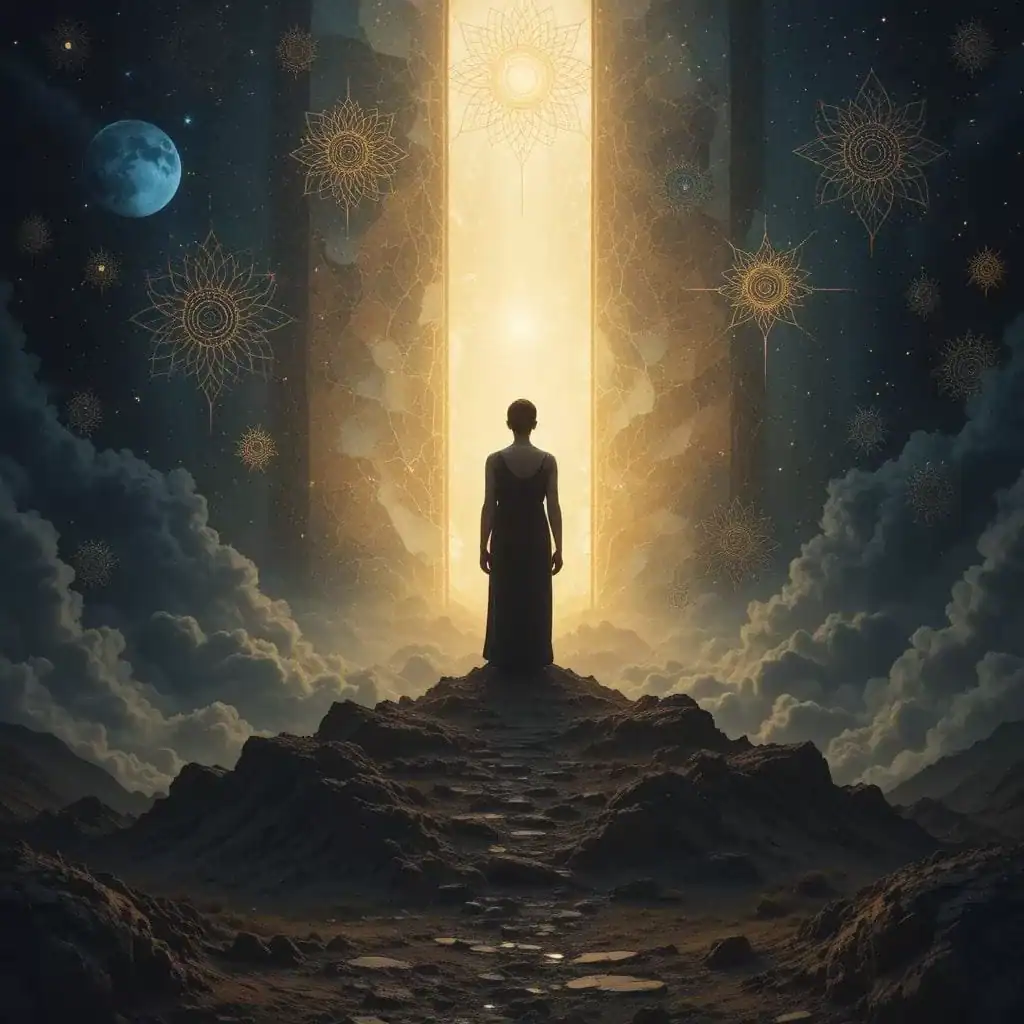 Imagem simbólica sobre arquétipos  transmitindo consciência, cura e transformação de padrões familiares.