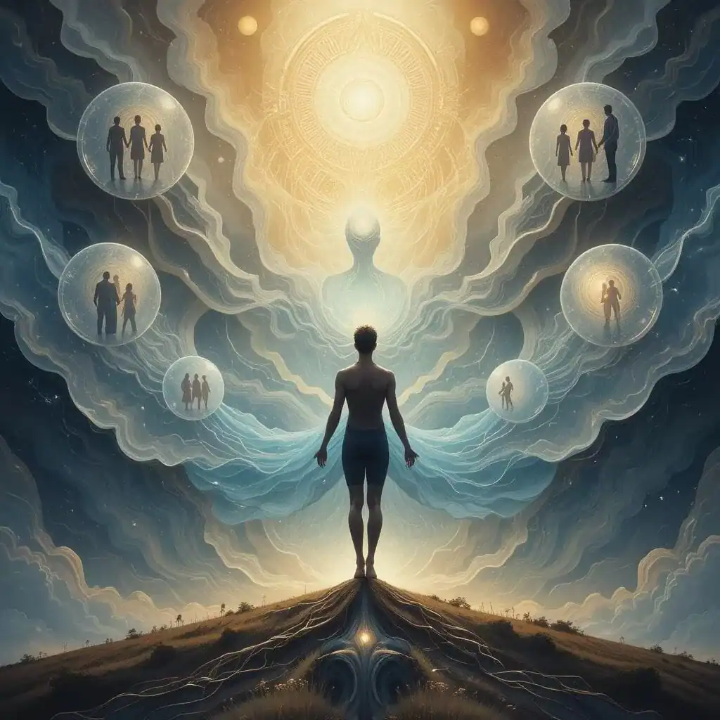 Ilustração holística da transformação de padrões familiares intergeracionais.