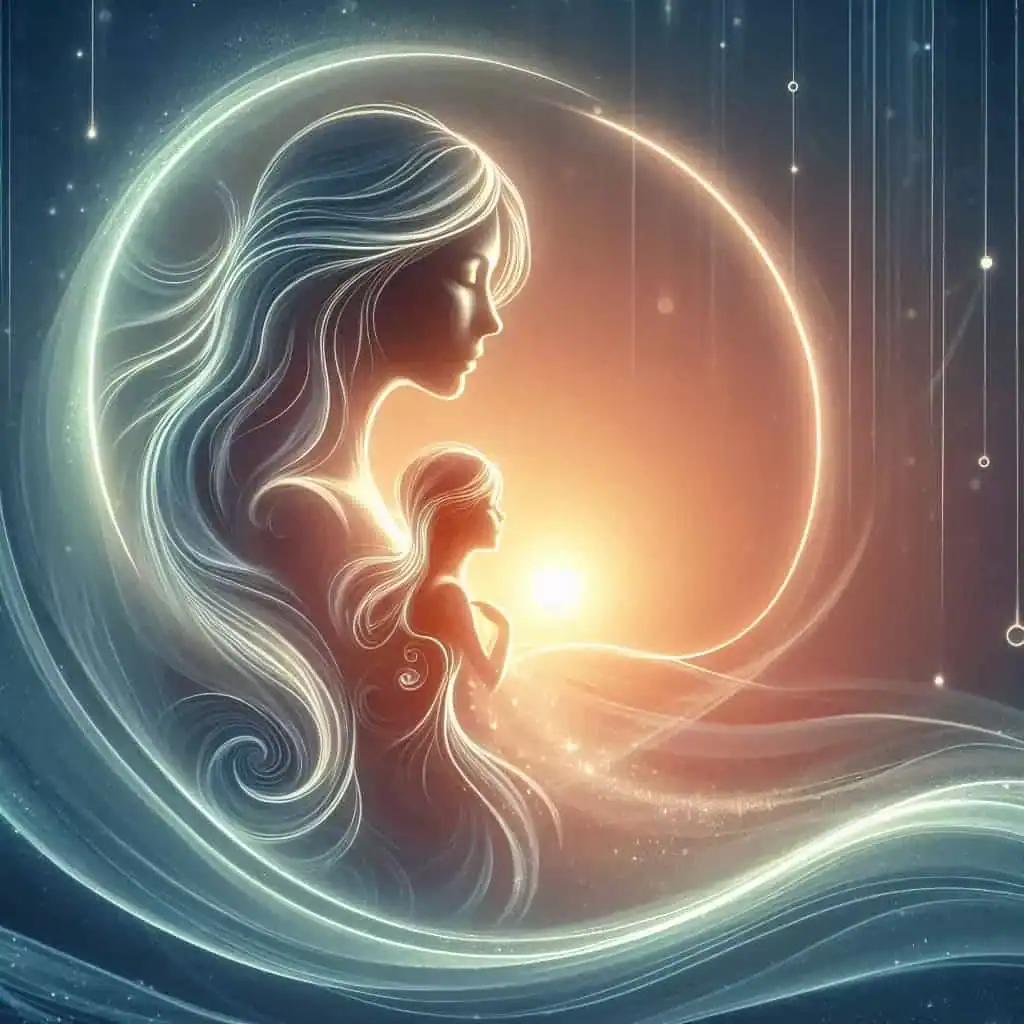 Ilustração de padrões transgeracionais que passam de mãe pra filho.